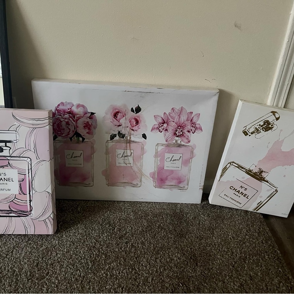 CHANEL Perfume Bottle Art in Pink and White